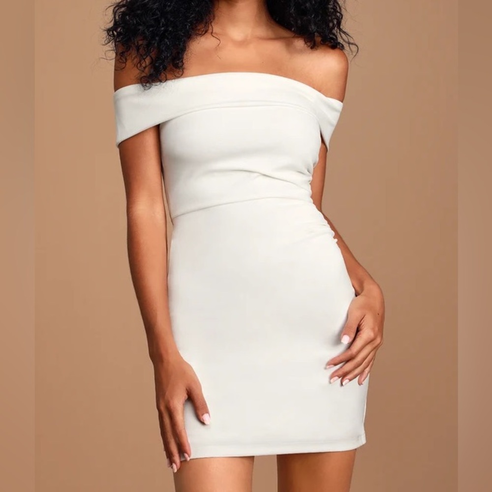 Lulu’s White Off Shoulder Mini Dress • Nashville Bachelorette Disco Cowgirl • S - Picture 5 of 10